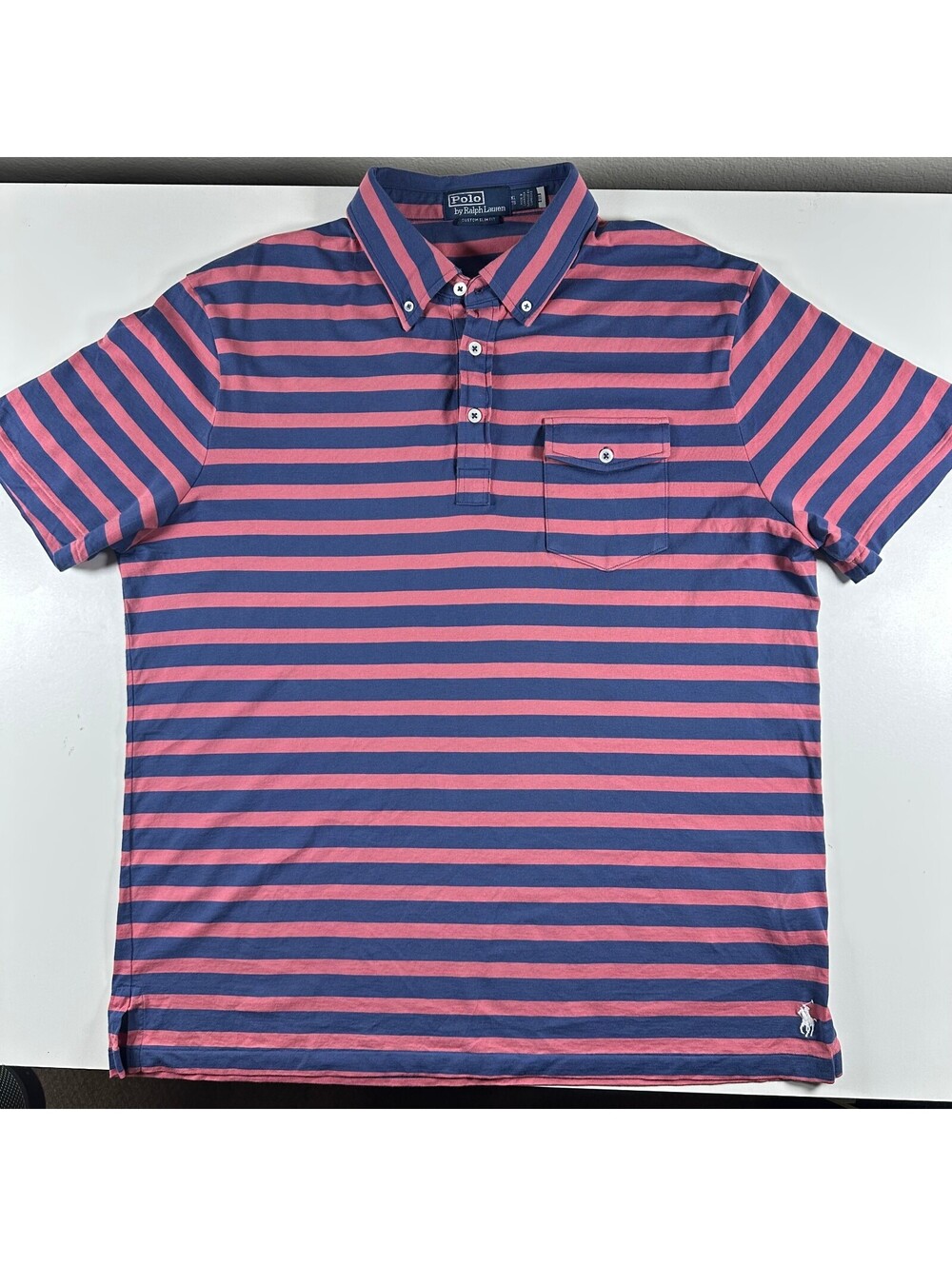 Vintage Polo Ralph Lauren Blue/ Pink Striped Polo XL